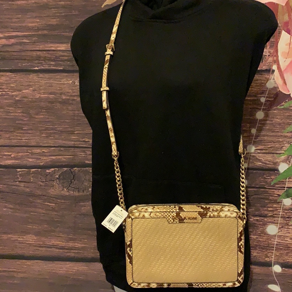 🌺 MICHAEL KORS 🌺 LARGE EW STRAW PYTHON CAPSULE - Picture 2 of 8